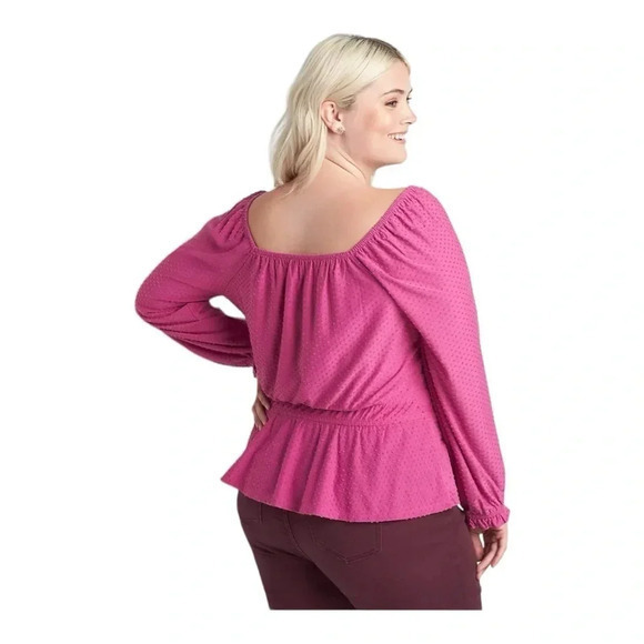 LANE BRYANT SQAURE NECK KNIT PEPLUM TOP PINK PURPLE ORCHID‎ WOMEN PLUS SIZE 2X - Picture 2 of 10